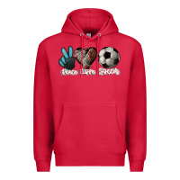 Cardinal Peace love Soccer Premium Hoodie - HowdyJamesFarm