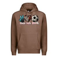 Chestnut Peace love Soccer Premium Hoodie - HowdyJamesFarm