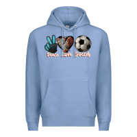 Colony Blue Peace love Soccer Premium Hoodie - HowdyJamesFarm