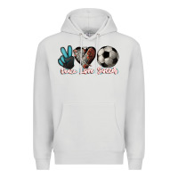 Dove Grey Peace love Soccer Premium Hoodie - HowdyJamesFarm