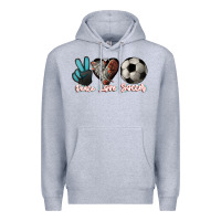 Heather Grey Peace love Soccer Premium Hoodie - HowdyJamesFarm