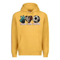 Mustard Peace love Soccer Premium Hoodie - HowdyJamesFarm