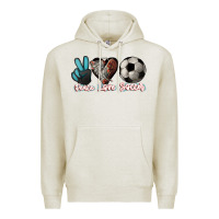 Oatmeal Heather Peace love Soccer Premium Hoodie - HowdyJamesFarm