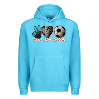 Ocean Blue Peace love Soccer Premium Hoodie - HowdyJamesFarm
