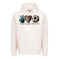 Pale Pink Peace love Soccer Premium Hoodie - HowdyJamesFarm