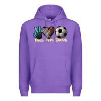 Purple Peace love Soccer Premium Hoodie - HowdyJamesFarm