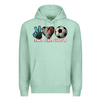 Seafoam Peace love Soccer Premium Hoodie - HowdyJamesFarm