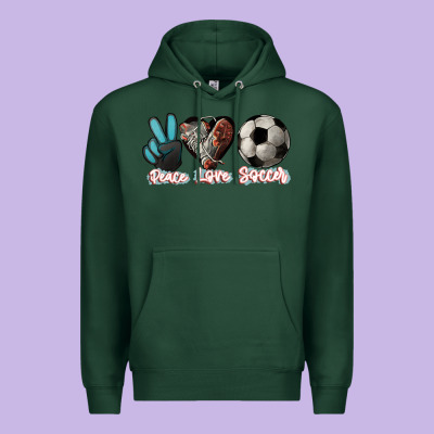 Peace Love Soccer Premium Hoodie Designed By Howdyjamesfarm