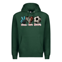 Sports Green Peace love Soccer Premium Hoodie - HowdyJamesFarm