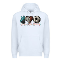 White Peace love Soccer Premium Hoodie - HowdyJamesFarm
