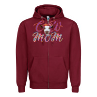 Burgundy Cow Mom Zipper Hoodie - Bettercallsaul