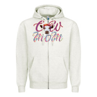 Oatmeal Heather Cow Mom Zipper Hoodie - Bettercallsaul