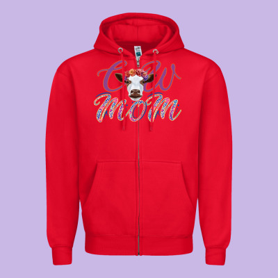 Cow Mom Zipper Hoodie Designed By Bettercallsaul
