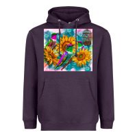 Plum hummingbirds sunflower Heavyweight Hoodie - TumblerDesignByShophia