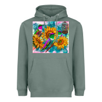 Sage hummingbirds sunflower Heavyweight Hoodie - TumblerDesignByShophia