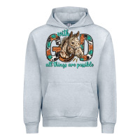 Heather Grey with god all things are possible with horse bbs Urban Hoodie - BundleAndBundleShop