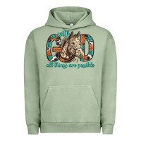 Pigment Oil Green with god all things are possible with horse bbs Urban Hoodie - BundleAndBundleShop
