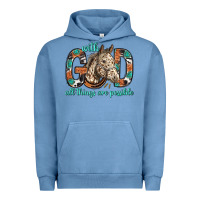 Pigment Pebble Blue with god all things are possible with horse bbs Urban Hoodie - BundleAndBundleShop