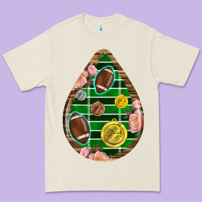 American Football And Western Roses Teardrop Premium Tee Designed By Bundleandbundleshop