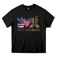 Black peace love america Heavy Core Tee - CowhideDigitalArt