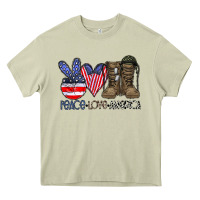 Mossy peace love america Heavy Core Tee - CowhideDigitalArt