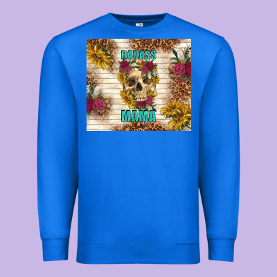 Badass Mama With Flowers Premium Sweatshirt Designed By Tumblerdesignbyshophia