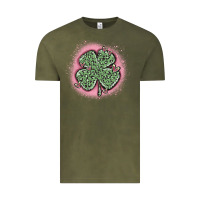 Vintage Olive leopard shamrocks with hearts Vintage Tee - MaliasSmallBusiness