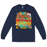 Navy she works willingly with her hands teacher Long Sleeve Tee - NancyCooperArtShop