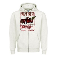 Oatmeal Heather Farm Fresh Christmas Zipper Hoodie - Bettercallsaul