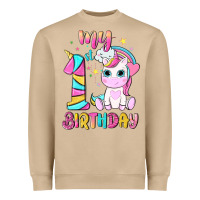 Mushroom my 1 st birthday with little cute unicorn Heavyweight Sweatshirt - NancyCooperArtShop