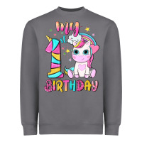 My 1 St Birthday With Little Cute Unicorn Heavyweight Sweatshirt | Teevron