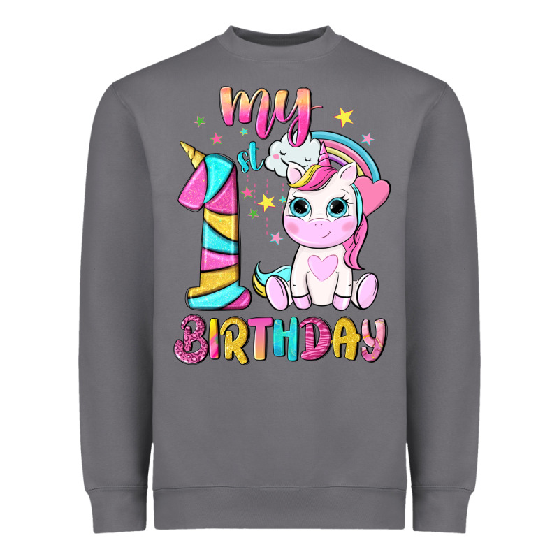 My 1 St Birthday With Little Cute Unicorn Heavyweight Sweatshirt by NancyCooperArtShop | Teevron