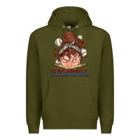 Army Green Messy bun Baseball Premium Hoodie - HowdyJamesFarm