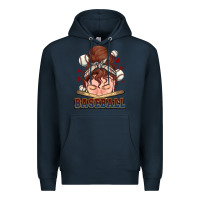 Navy Messy bun Baseball Premium Hoodie - HowdyJamesFarm