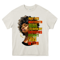 Cream juneteenth 1885 because my ancestors weren't free in 1776 black woman Heavy Core Tee - HRA Design Shop