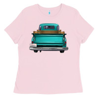 Bubblegum Pink western truck back view 2 Ladies Tee - FaDigitalArtStudio