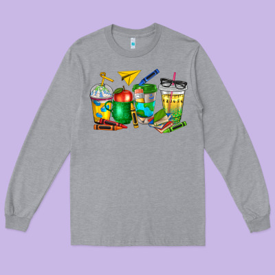 Teacher Coffee Cups Long Sleeve Tee Designed By Nancycooperartshop