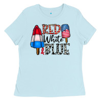 Baby Blue red white blue Ladies Tee - CowhideDigitalArt