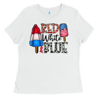 White red white blue Ladies Tee - CowhideDigitalArt