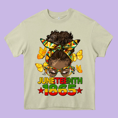 Juneteenth 1865 Afro Bun Heavy Core Tee Designed By Hra Design Shop