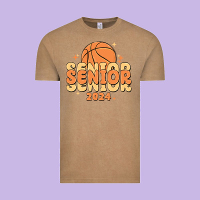 Basketball Senior 2024 Vintage Tee Designed By Maliassmallbusiness