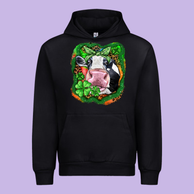 St. Patrick's Day Cow Urban Hoodie Designed By Fadigitalartstudio