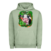 Pigment Oil Green St. Patrick's day cow Urban Hoodie - FaDigitalArtStudio
