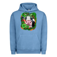 Pigment Pebble Blue St. Patrick's day cow Urban Hoodie - FaDigitalArtStudio