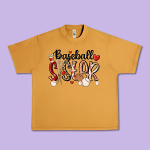 Baseball Sister Urban Heavy Tee Designed By Maliassmallbusiness