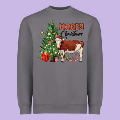 Mooey Christmas Heavyweight Sweatshirt Designed By Maliassmallbusiness