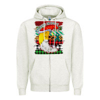 Oatmeal Heather Christmas Brushstrokes Moon Zipper Hoodie - Bettercallsaul