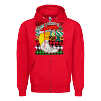Red Christmas Brushstrokes Moon Zipper Hoodie - Bettercallsaul
