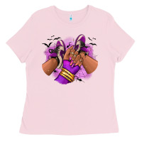 Bubblegum Pink Halloween afro sneakers Ladies Tee - RanaPortraitStore
