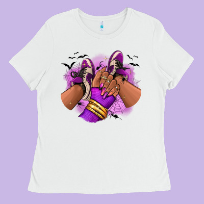 Halloween Afro Sneakers Ladies Tee Designed By Ranaportraitstore